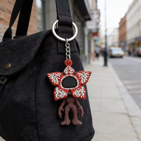 2026 New Fashion Bag Accessories The Horror TV Keychain Demogorgon 3D Silicone Keychain Monster Char