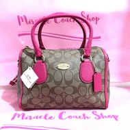 กระเป๋าถือ COACH ของแท้ มือ 1 ทรงหมอน Coated canvas ลาย Signature สายหนังแท้ มีสายยาว รุ่นหายาก COAC