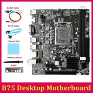 1 Set B75 Desktop Motherboard+SATA Cable+Switch Cable+Thermal Pad+Thermal Grease+Baffle LGA1155 DDR3 Replacement Kit Support 2X8G PCI E 16X