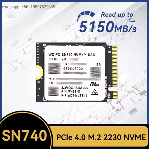 WD SN740 2TB 1TB SSD M.2 2230 Gen4 PCIe 4.0 X4 NVMe Solid State Drive for Steam Deck Surface ProX