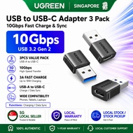 UGREEN 10Gbps USB to USB C Adapter 2 Pack, Type C Female to Type A Male Adaptor USB 3.0 Fast Charge 