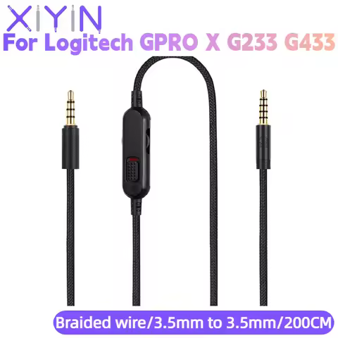 Nylon Braided 3.5mm Jack Replacement Gaming Headset Cable with Inline Mute Switch for Logitech G Pro
