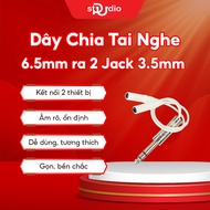 6.5mm headphone splitter to 2 3.5mm jacks, 250cm long - Headphone port splitter