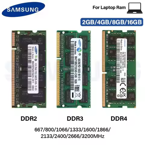 Samsung Laptop Memoria DDR2 667 800MHz DDR3 1066 1333 1600 1866MHz DDR4 2133 2400 2666 3200MHz High 