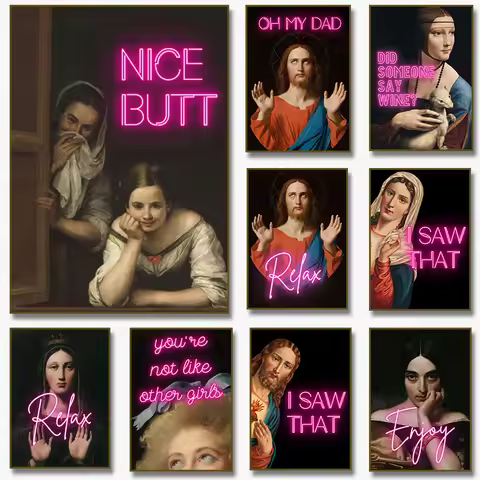 Vintage Funny Toilet Sign Renaissance Artwork Portrait Poster Nice Butt Wall Art Pictures Canvas Pai