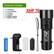 Senter Selam LED XHP70 Sangat Terang dengan Magnet Switch Senter Diving Profesional Tahan Air IPX8 -