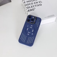 磁吸散熱殼適用16ProMax蘋果手機殼iPhone15Pro防摔13p男女款15保護套-藍色 iPhone 16 Pro Max