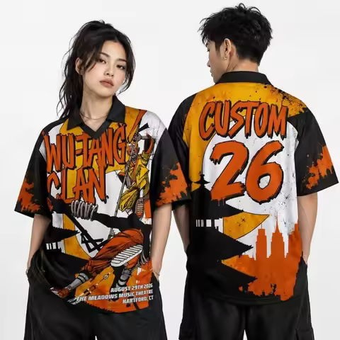 2026 Wu-Tang Clan Tour Unisex Polo Collar Jersey Shirt, 3D Print Mesh Breathable Football Tee, Men Y
