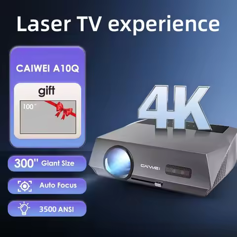 CAIWEI 4K Beam Projectors for Movie Auto Focus Correction Smart Android Wifi 1080P Full HD Home Thea