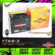 BATERI MOTOSIKAL KOYOKO GEL BATTERY YT6B-3 / YTZ6V FOR HONDA CBR150,RS150,RS150R,RSX.RS-X SIRIM CERT