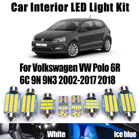 Canbus For Volkswagen VW Polo 6R 6C 9N 9N3 2002-2018 Car LED Interior Light Kit Dome Map Trunk Vanit