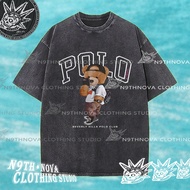24h Shipping N9THNOVA polo bear vintage washed pure cotton T-shirt, style retro 4
