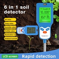 6 in 1 Digital Soil Test Meter Fertility/Temp/Moisture/Sunlight/Humidity/PH Meter Soil Detector for 