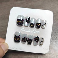 10PCS Cat Eye Handmade  Press on Nails Fake Nails with Glue Sticker M312