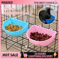 Pet Cage Hanging Food Bowl Dog Cage Small Hanging Bowl Aviation Box Hanging Food Bowl High Quality Plastic Food Bowl Fixing Dog Cat Food Water Bowl Removable Pet Hanging Bowl Food Box Cat Tableware(Pink/Blue)