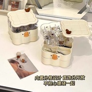 旋轉首飾收納盒髮飾飾品首飾耳環盒子戒指項鍊耳環耳環可愛收納盒