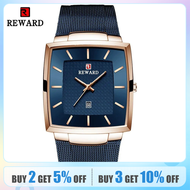 REWARD Square Watch for Men Fashion Business Wrist Watches with SEIKO Movement Date Waterproof Mens Watches Gold Black Blue