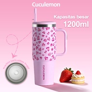 Cuculemon 1.2 Liter Drinking Bottle with Aesthetic Motif, Cute Heart, Vacuum Insulated, Two Drinking