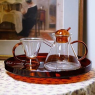 Tea brewing pot, glass retro coffee pot set, hand-brewing pot with lid, tea-water separation tea bre