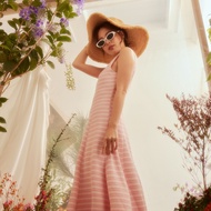 lookbooklookbook penelope dress pink and white knit