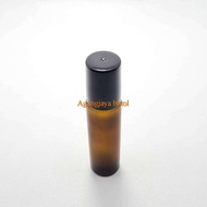 Roll On 10 Ml Amber Frost Black Pp Cap / Glass Bottle / Perfume Bottle / Wind Oil Bottle / Roll On P