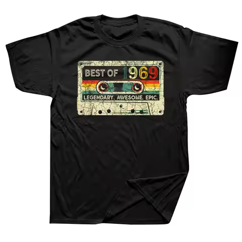 Vintage 1969 Limited Edition Cassette Tape 57th Birthday T Shirts Summer Casual Graphic Cotton Stree
