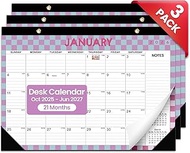 3 Pack of Desk Calendar 2025-2026, 21 Months Calendar Runs from October 2025 to June 2027 - Large 17