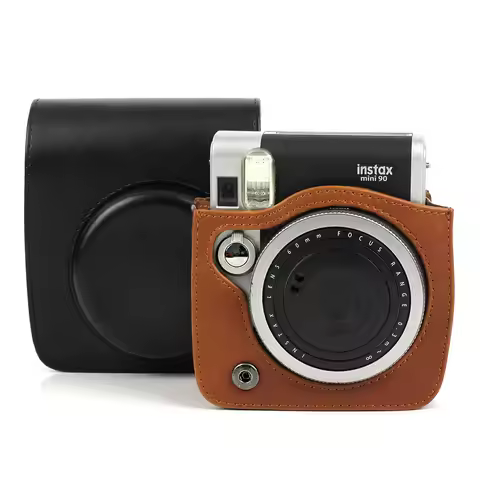 Vintage PU Camera Case Bag Pouch Cover Protector with Strap for Fujifilm Instax Mini 90 Instant Film