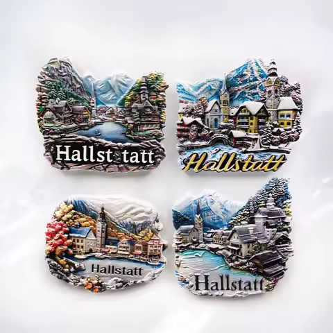 Hallstatt Austria Fridge Magnets Europe Tourism Souvenir UV Printing Resin Refrigerator Sticker Gift