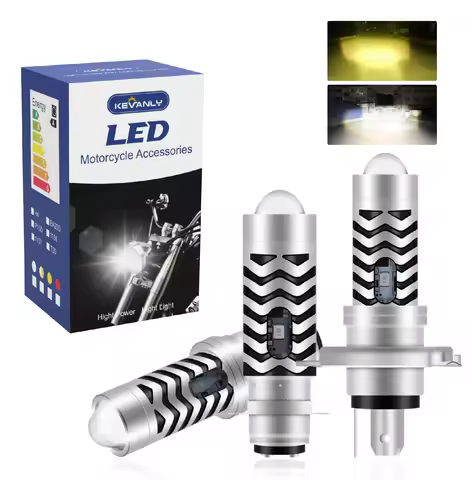 1Pcs H4 LED Dual Color Motorcycle Headlight Bulbs BA20D S2 P15D H6 6000K Hi/Lo Beam 12V Moto Fog Lam