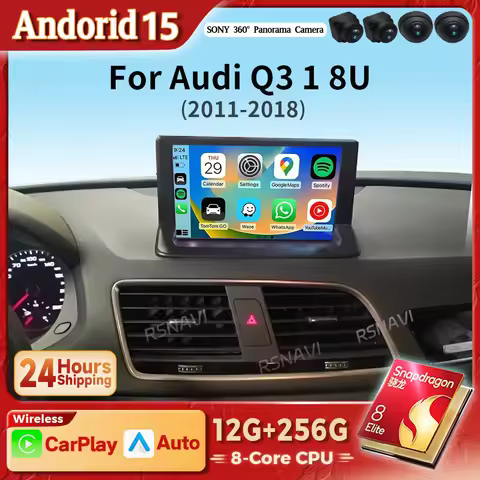 Android 15 Carplay Auto 2K Screen Car Radio Multimedia Player For Audi Q3 1 8U 2011 - 2018 DSP 2din 