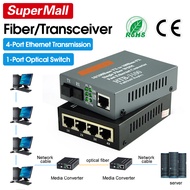 ✯BISA COD✯1 Pasang 10 / 100Mbps Converter Fiber Optik RJ45 Single Mode 25km Htb-3100 1 Pasang