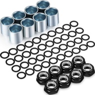 56 Pieces Skateboard Truck Hardware Kit Includes Spacers, Axle Nuts and Speed Rings for Skateboard and Longboard