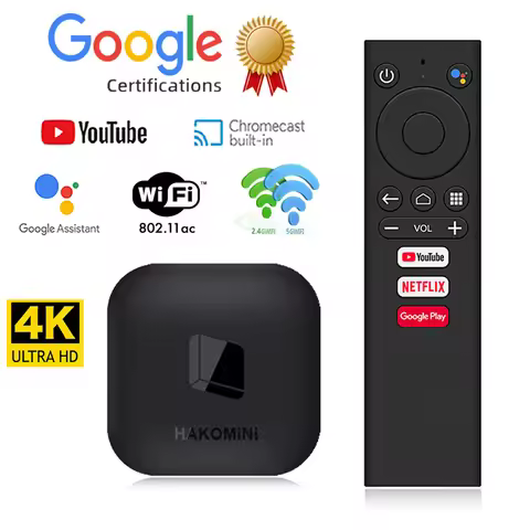 HAKOMiNi Google Certificate Android TV Box Amlogic S905Y2 5G WIFI 1000M Ethernet 4K Youtube Assistan