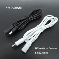 1/1.5/5m white black DC Power supply Male to female connector Cable Extension Cord Adapter Plug 20aw