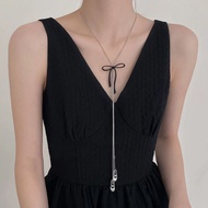 (PRE) KRK SILVER LONG NECKLACE WITH BALLET SHOES AND RIBBON