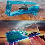 Cruise Ship Mode Fluid Drift Bottle Ship Model Decoration Acrylic Home Decoration Desktop Ornaments 