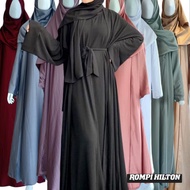 Abaya Ibu Rompi Hilton Set Pasmina (Tersedia Couple Anak) Sutra Silk
