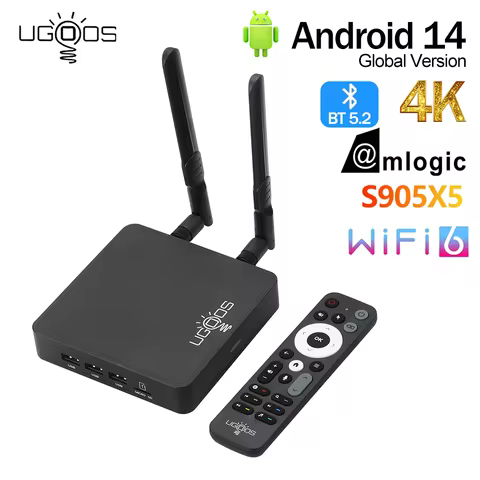 UGOOS AM9 Amlogic S905X5 Android 14 TV BOX AM9 LPDDR4 4G64G Supoprt AI-SR 4K HDR WiFi6 BT5.2 1000M w