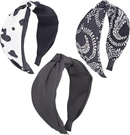 BEGOOD Knotted Headbands for Women Spot Flowers Wide Headband Womens Knotted Head Bands Fashion Cros