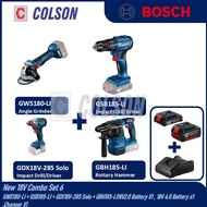COLSON BOSCH New 18V Combo Set 6 GWS180-LI + GSB185-LI + GDX18V-285 Solo + GBH185-LI18V2.0 Battery X
