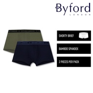Byford (2 Pcs) Seluar Dalam Lelaki | Byford Mens Bamboo Spandex Shorty Brief Underwear Assorted Colo