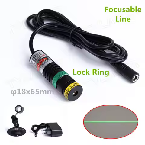 Glass Line D18X65 12V Focusable 520nm Green Laser 10mW 20mW 30mW 50mW 80mW Laser Module For Cutting 