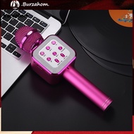 BUR_ Bluetooth Wireless Microphone LED Lights Handheld Karaoke ABS Audio Microphone for KTV