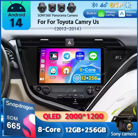 Android 14 Carplay Auto Car Radio For Toyota Camry 8 XV 70 2017 2018 2019 2020 Multimedia Video Play