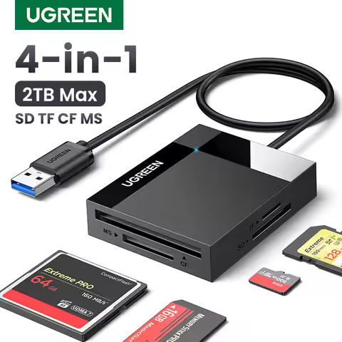 UGREEN Card Reader 4-in-1 USB3.0/USB-C SD Micro SD TF CF MS Compact Flash Card Adapter for Laptop PC