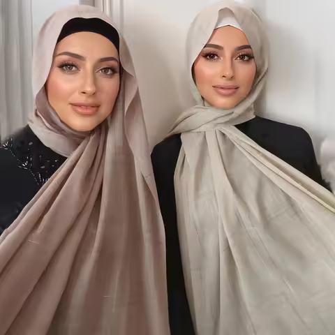 Premium Lattice Cotton Hijab Light Weight Plain Scarf Big Size Pashmina Shawl with Tassel Hijab Musl