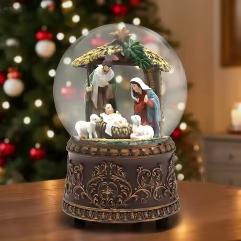 Enchant Your Christmas Space，Crystal Ball with Musical , Ideal Desk Decor for Office & Bedroom, Fest