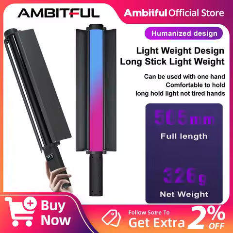 Ambitful RSL-01 RGB LED Light Stick for Photography Video 2500K-9000K Handheld Tube Light with 2600m
