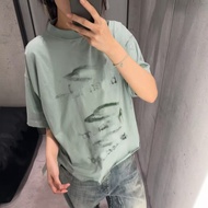 3AUR BLCG 25 Early Spring New Style Front Back Blurry Pattern Printed Men Women Loose T-Shirt Short 